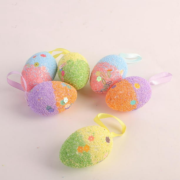 40 Pieces Plastic Easter Eggs Ornaments Printed Hanging Eggs Colorful Decorative Hand Painted Eggs for Kids DIY Crafts Painting Spring Easter Party Tree Hanging Decoration 